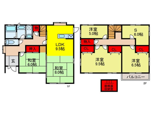 高安町南貸家の物件間取画像